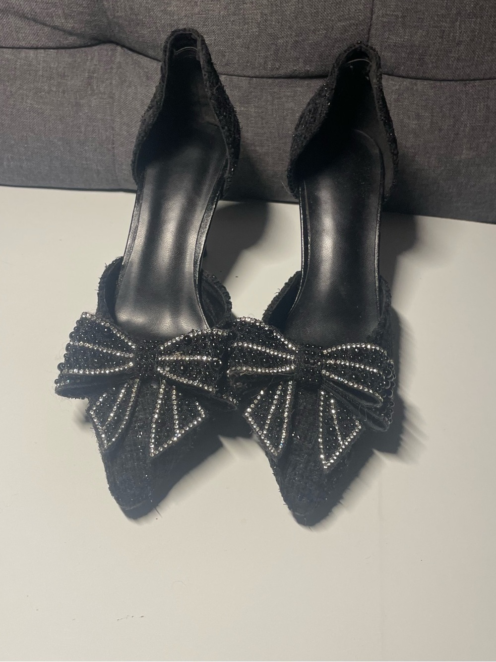 Black Pointed Toe Bow Pump - Elegant Women’s Dress Shoe